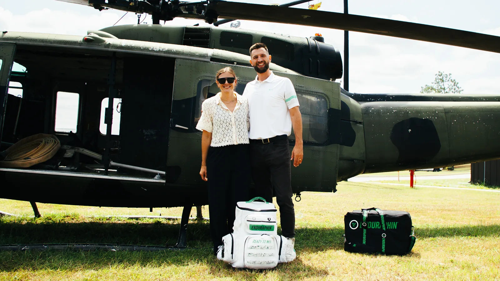Enduraphin field activation beside a military helicopter