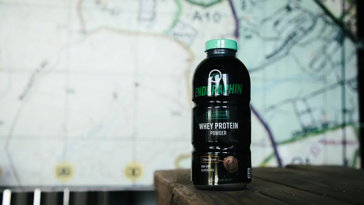 Enduraphin bottle in front of a mission map
